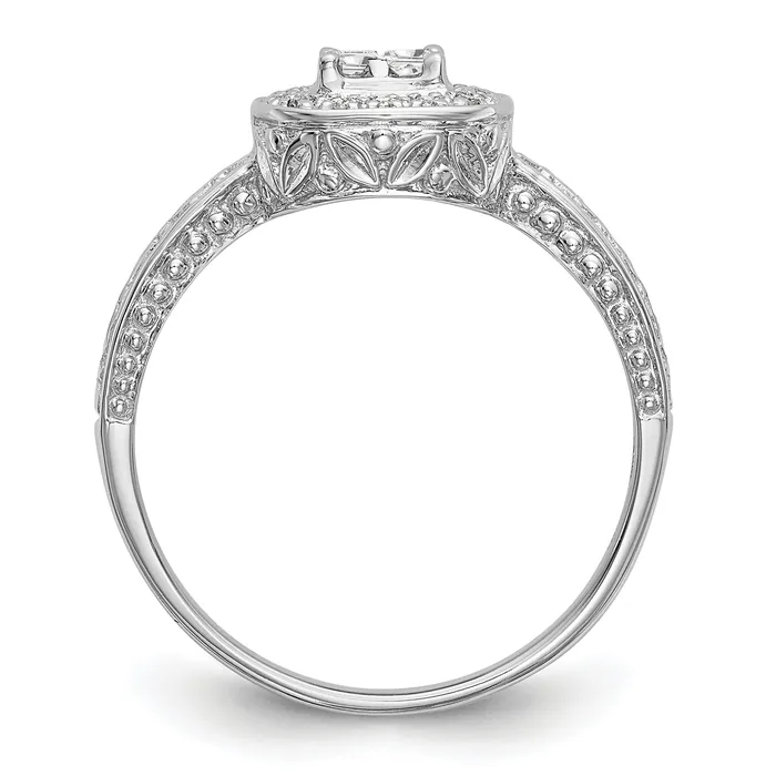 Goldia Rings 020ct CZ Solid Real 14K White Gold Cluster Engagement Ring