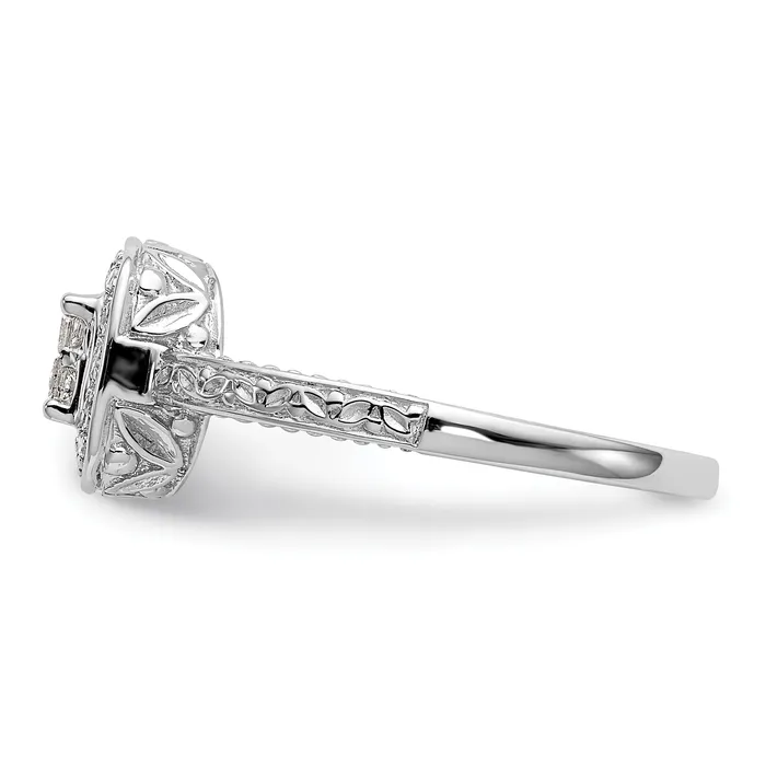Goldia Rings 020ct CZ Solid Real 14K White Gold Cluster Engagement Ring