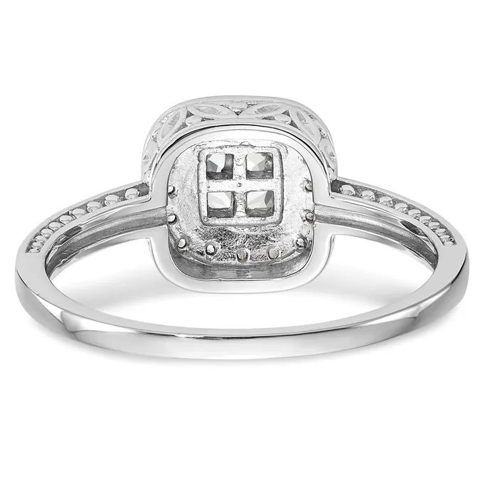 Goldia Rings 020ct CZ Solid Real 14K White Gold Cluster Engagement Ring