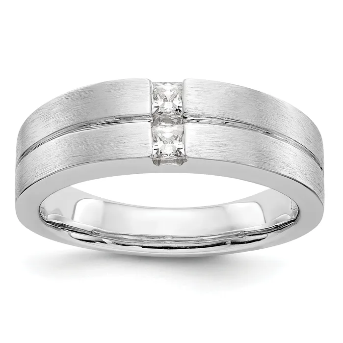 Goldia Rings 024ct CZ Solid Real 14K White Gold Mens Wedding Band Ring Goldia Rings 024ct CZ Solid Real 14K White Gold Mens Wedding Band Ring