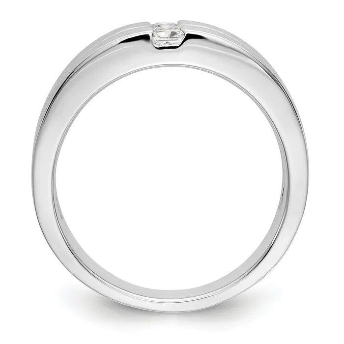 Goldia Rings 024ct CZ Solid Real 14K White Gold Mens Wedding Band Ring