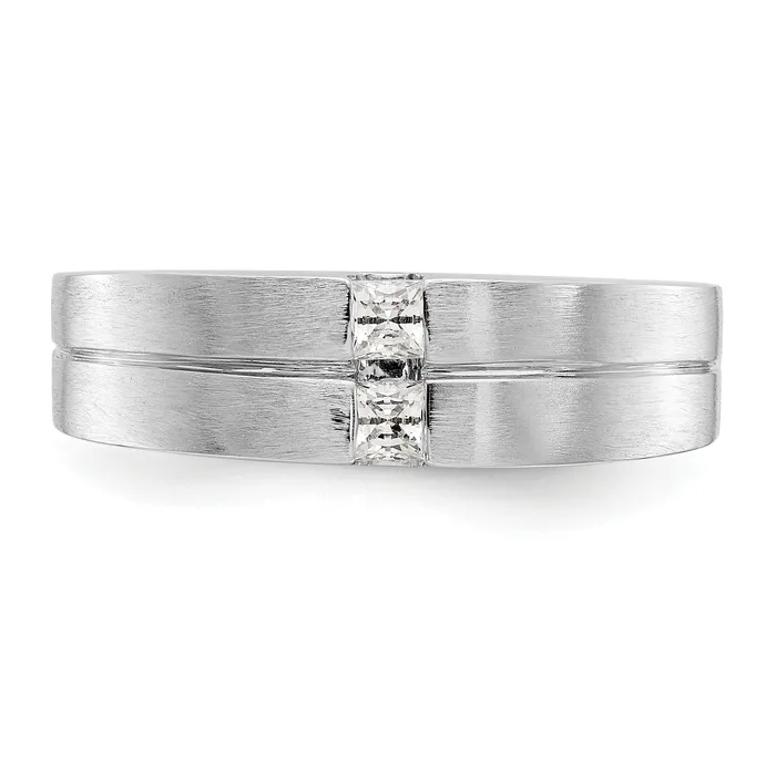 Goldia Rings 024ct CZ Solid Real 14K White Gold Mens Wedding Band Ring
