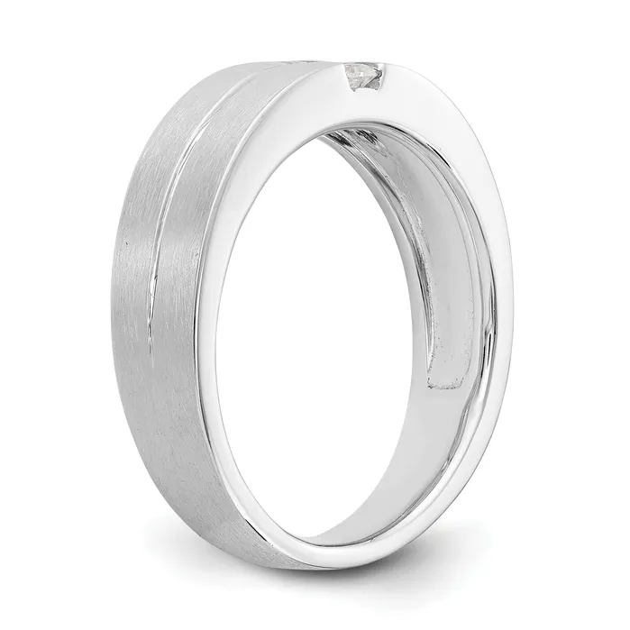 Goldia Rings 024ct CZ Solid Real 14K White Gold Mens Wedding Band Ring