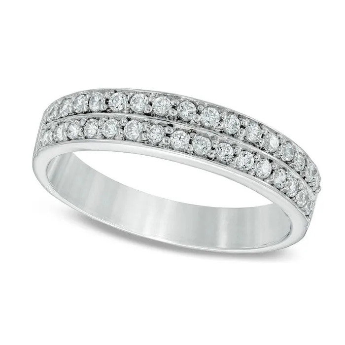 Goldia Rings 025 CT TW Natural Diamond Double Row Wedding Band in Solid 10K White Gold Goldia Rings 025 CT TW Natural Diamond Double Row Wedding Band in Solid 10K White Gold