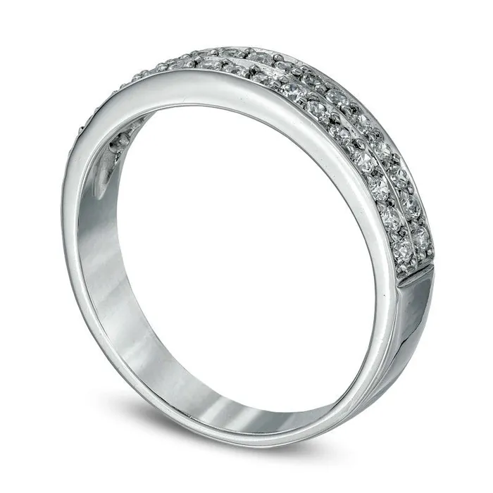 Goldia Rings 025 CT TW Natural Diamond Double Row Wedding Band in Solid 10K White Gold Goldia Rings 025 CT TW Natural Diamond Double Row Wedding Band in Solid 10K White Gold