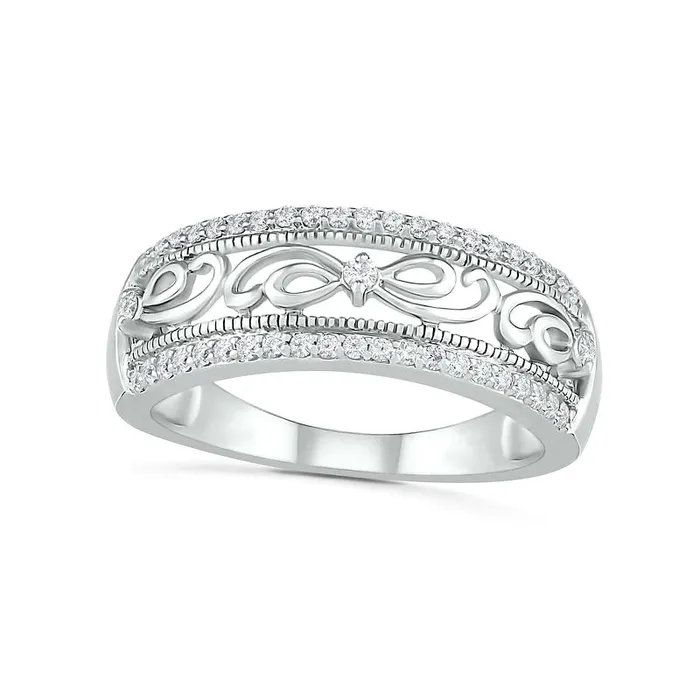 Goldia Rings 025 CT TW Natural Diamond Edge Antique VintageStyle Ring in Solid 10K White Gold Goldia Rings 025 CT TW Natural Diamond Edge Antique VintageStyle Ring in Solid 10K White Gold
