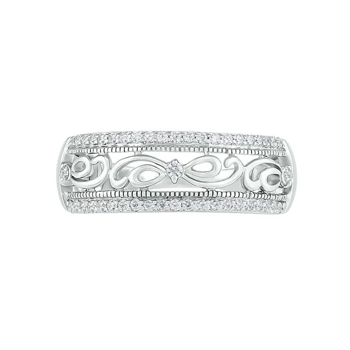 Goldia Rings 025 CT TW Natural Diamond Edge Antique VintageStyle Ring in Solid 10K White Gold Goldia Rings 025 CT TW Natural Diamond Edge Antique VintageStyle Ring in Solid 10K White Gold