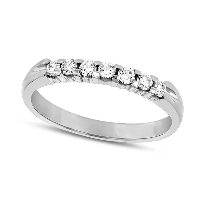 Goldia Rings 025 CT TW Natural Diamond Seven Stone Anniversary Band in Solid 14K White Gold Goldia Rings 025 CT TW Natural Diamond Seven Stone Anniversary Band in Solid 14K White Gold