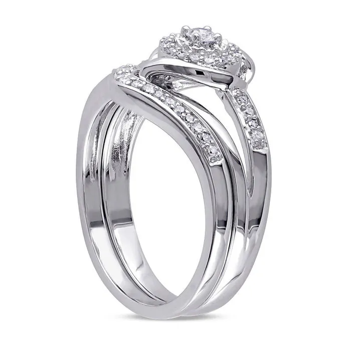 Goldia Rings 025 CT TW Natural Diamond Swirl Bridal Engagement Ring Set in Sterling Silver Goldia Rings 025 CT TW Natural Diamond Swirl Bridal Engagement Ring Set in Sterling Silver