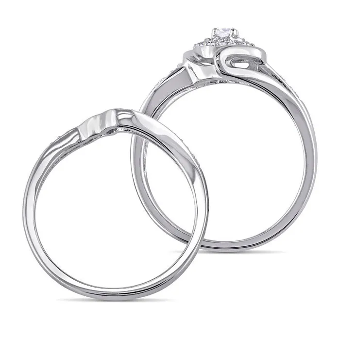 Goldia Rings 025 CT TW Natural Diamond Swirl Bridal Engagement Ring Set in Sterling Silver Goldia Rings 025 CT TW Natural Diamond Swirl Bridal Engagement Ring Set in Sterling Silver
