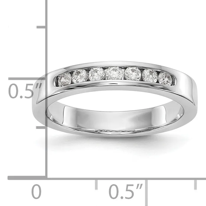 Goldia Rings 027ct CZ Solid Real 14K White Gold 721mm Stone Channel Wedding Band Ring