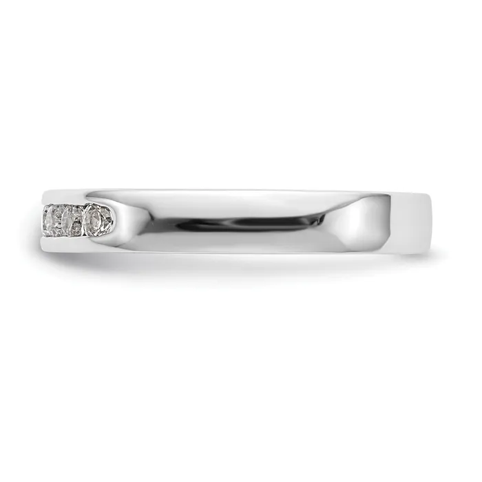 Goldia Rings 027ct CZ Solid Real 14K White Gold 721mm Stone Channel Wedding Band Ring
