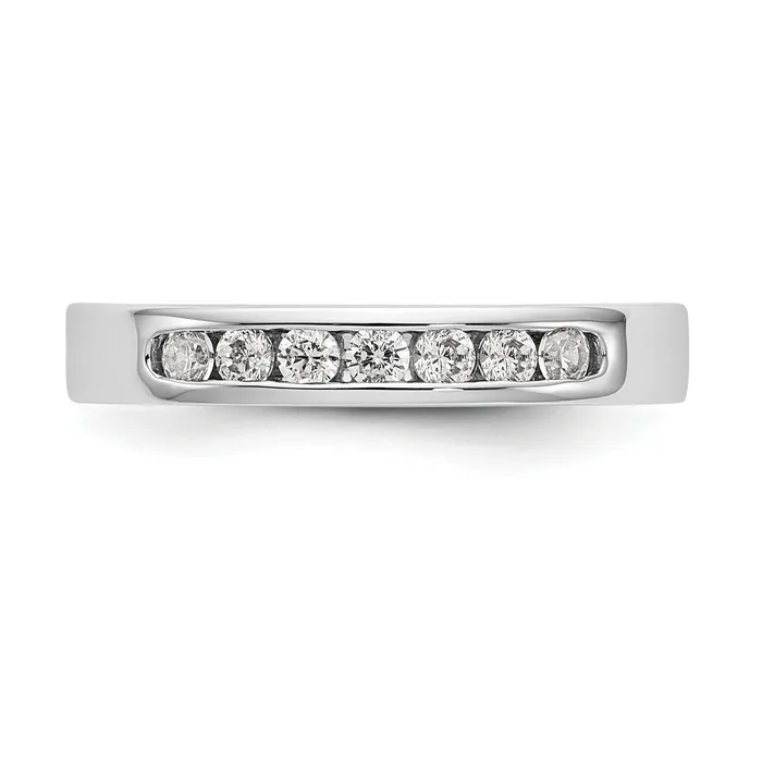 Goldia Rings 027ct CZ Solid Real 14K White Gold 721mm Stone Channel Wedding Band Ring