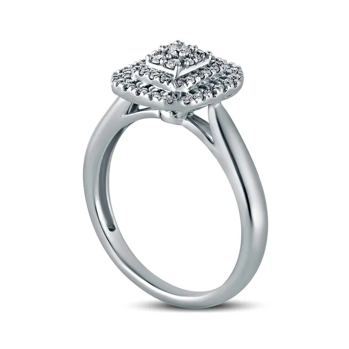 Goldia Rings 033 CT TW Composite Natural Diamond Double Octagonal Frame Engagement Ring in Solid 10K White Gold Goldia Rings 033 CT TW Composite Natural Diamond Double Octagonal Frame Engagement Ring in Solid 10K White Gold