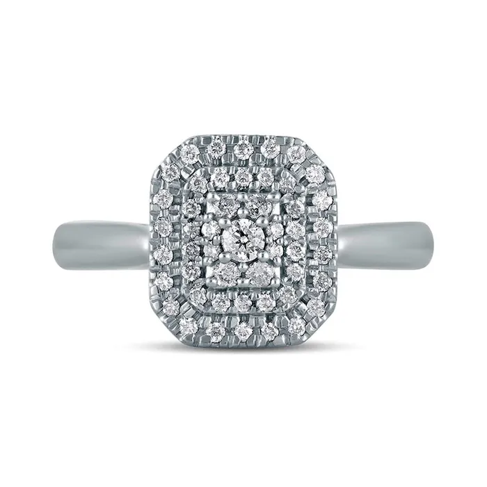 Goldia Rings 033 CT TW Composite Natural Diamond Double Octagonal Frame Engagement Ring in Solid 10K White Gold Goldia Rings 033 CT TW Composite Natural Diamond Double Octagonal Frame Engagement Ring in Solid 10K White Gold