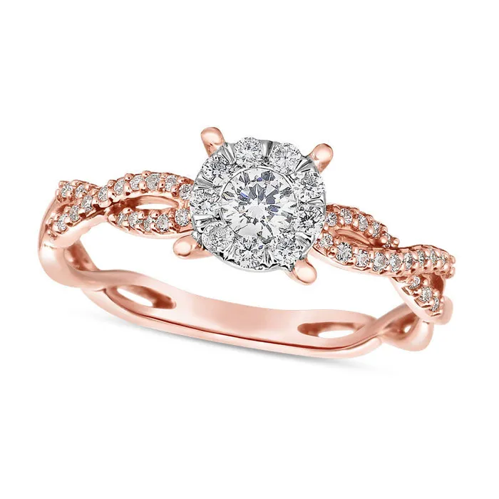 Goldia Rings 033 CT TW Natural Diamond Frame Twist Shank Engagement Ring in Solid 10K TwoTone Gold Goldia Rings 033 CT TW Natural Diamond Frame Twist Shank Engagement Ring in Solid 10K TwoTone Gold