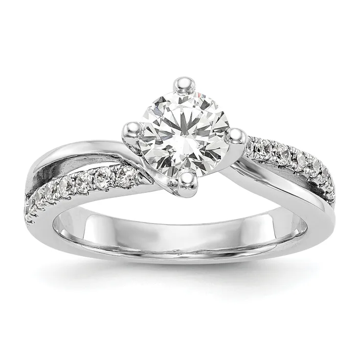 Goldia Rings 033ct CZ Solid Real 14k White Gold Round ByPass Engagement Ring Goldia Rings 033ct CZ Solid Real 14k White Gold Round ByPass Engagement Ring