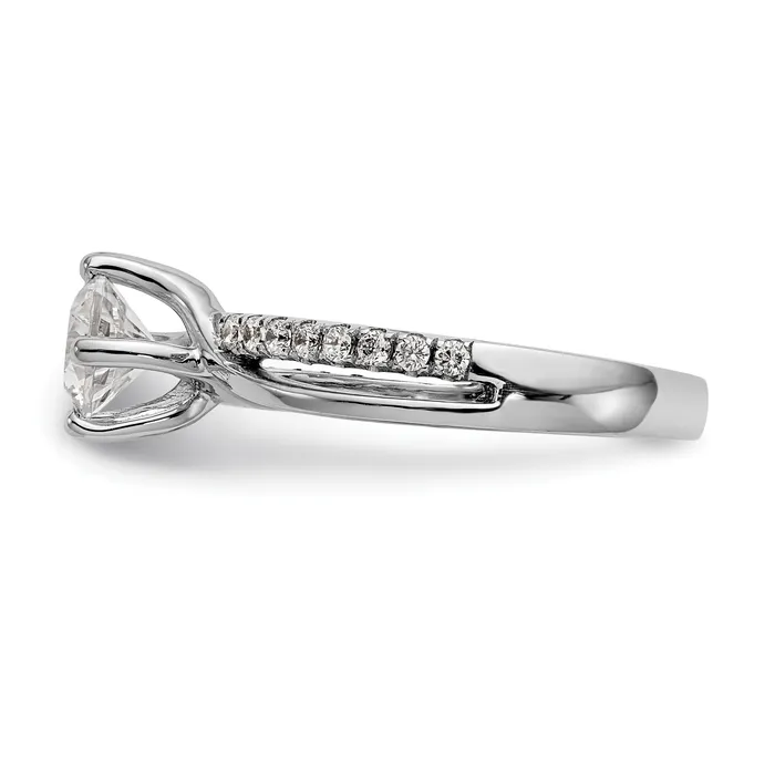 Goldia Rings 033ct CZ Solid Real 14k White Gold Round ByPass Engagement Ring