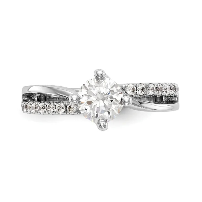 Goldia Rings 033ct CZ Solid Real 14k White Gold Round ByPass Engagement Ring