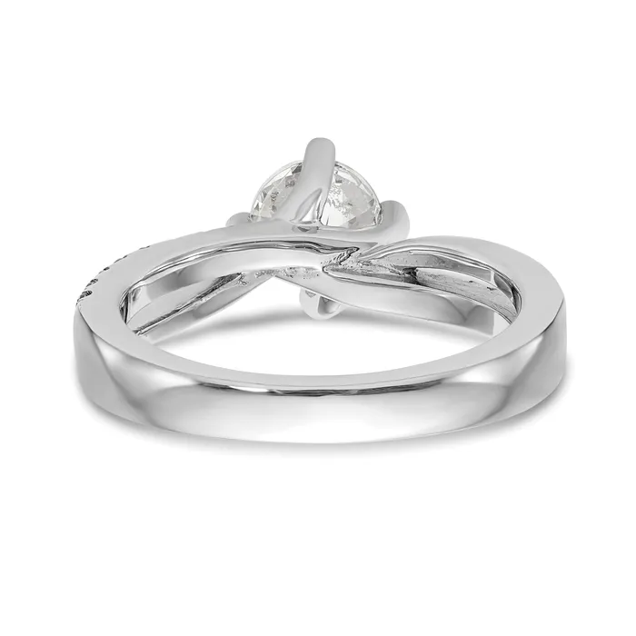 Goldia Rings 033ct CZ Solid Real 14k White Gold Round ByPass Engagement Ring