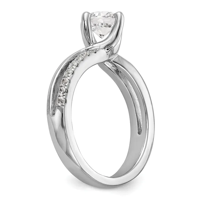 Goldia Rings 033ct CZ Solid Real 14k White Gold Round ByPass Engagement Ring