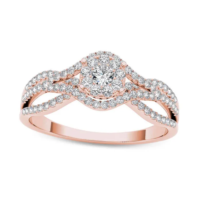 Goldia Rings 050 CT TW Composite Natural Diamond Frame Engagement Ring in Solid 14K Rose Gold Goldia Rings 050 CT TW Composite Natural Diamond Frame Engagement Ring in Solid 14K Rose Gold