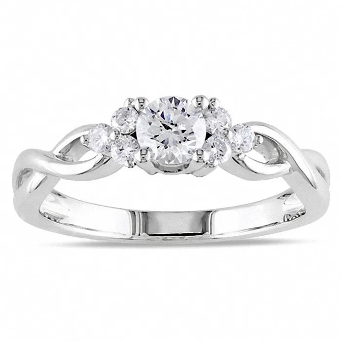 Goldia Rings 050 CT TW Natural Diamond Braid Ring in Solid 14K White Gold Goldia Rings 050 CT TW Natural Diamond Braid Ring in Solid 14K White Gold