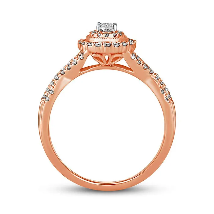 Goldia Rings 050 CT TW Oval Natural Diamond Frame Antique VintageStyle MultiRow Engagement Ring in Solid 10K Rose Gold Goldia Rings 050 CT TW Oval Natural Diamond Frame Antique VintageStyle MultiRow Engagement Ring in Solid 10K Rose Gold