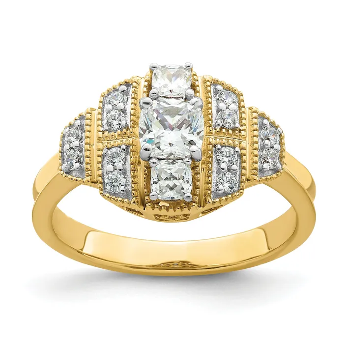 Goldia Rings 050ct CZ Solid Real 14k Polished Art Deco 50ct Cushion Ctr Dia Engagement Ring Goldia Rings 050ct CZ Solid Real 14k Polished Art Deco 50ct Cushion Ctr Dia Engagement Ring