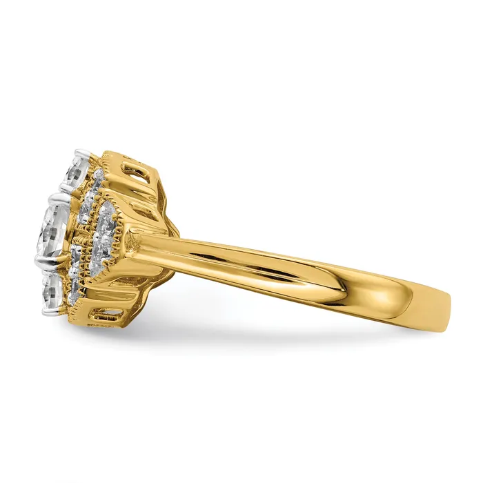 Goldia Rings 050ct CZ Solid Real 14k Polished Art Deco 50ct Cushion Ctr Dia Engagement Ring