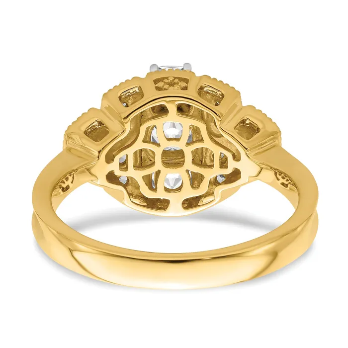 Goldia Rings 050ct CZ Solid Real 14k Polished Art Deco 50ct Cushion Ctr Dia Engagement Ring