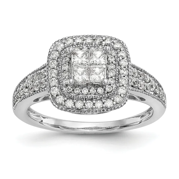Goldia Rings 068ct CZ Solid Real 14K White Gold Cluster Complete Engagement Ring Goldia Rings 068ct CZ Solid Real 14K White Gold Cluster Complete Engagement Ring