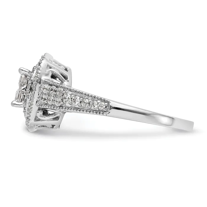 Goldia Rings 068ct CZ Solid Real 14K White Gold Cluster Complete Engagement Ring