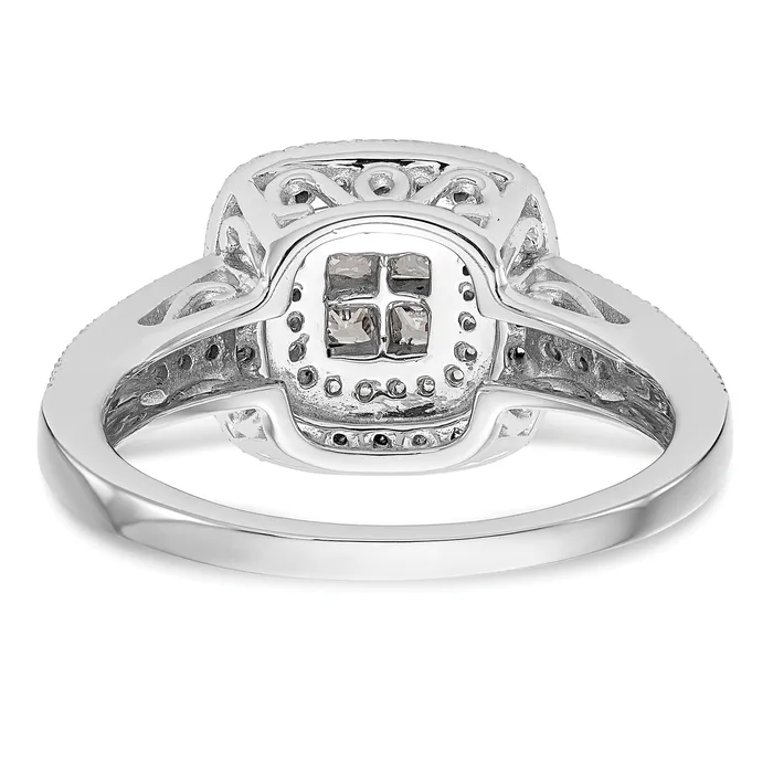 Goldia Rings 068ct CZ Solid Real 14K White Gold Cluster Complete Engagement Ring