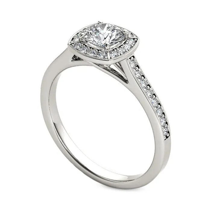 Goldia Rings 075 CT TW Natural Diamond Cushion Frame Antique VintageStyle Engagement Ring in Solid 10K White Gold Goldia Rings 075 CT TW Natural Diamond Cushion Frame Antique VintageStyle Engagement Ring in Solid 10K White Gold