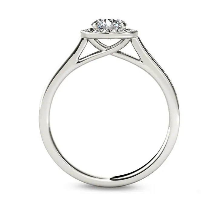 Goldia Rings 075 CT TW Natural Diamond Cushion Frame Antique VintageStyle Engagement Ring in Solid 10K White Gold Goldia Rings 075 CT TW Natural Diamond Cushion Frame Antique VintageStyle Engagement Ring in Solid 10K White Gold