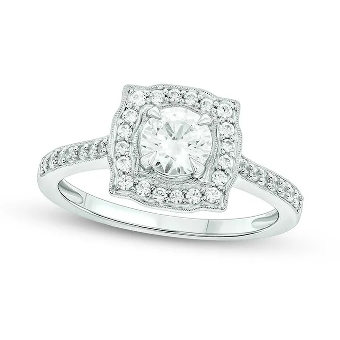 Goldia Rings 075 CT TW Natural Diamond CushionShaped Frame Antique VintageStyle Engagement Ring in Solid 14K White Gold II2 Goldia Rings 075 CT TW Natural Diamond CushionShaped Frame Antique VintageStyle Engagement Ring in Solid 14K White Gold II2