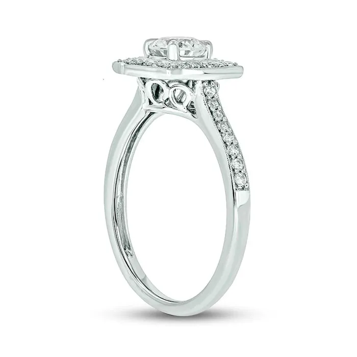 Goldia Rings 075 CT TW Natural Diamond CushionShaped Frame Antique VintageStyle Engagement Ring in Solid 14K White Gold II2 Goldia Rings 075 CT TW Natural Diamond CushionShaped Frame Antique VintageStyle Engagement Ring in Solid 14K White Gold II2