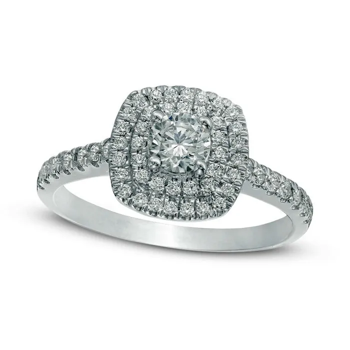Goldia Rings 075 CT TW Natural Diamond Double Square Frame Engagement Ring in Solid 14K White Gold Goldia Rings 075 CT TW Natural Diamond Double Square Frame Engagement Ring in Solid 14K White Gold