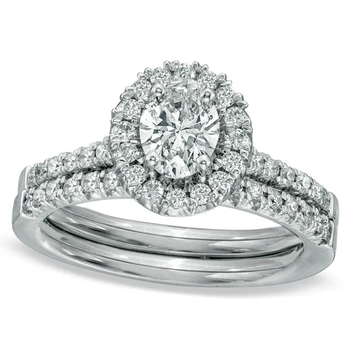 Goldia Rings 075 CT TW Oval Natural Diamond Frame Bridal Engagement Ring Set in Solid 14K White Gold Goldia Rings 075 CT TW Oval Natural Diamond Frame Bridal Engagement Ring Set in Solid 14K White Gold