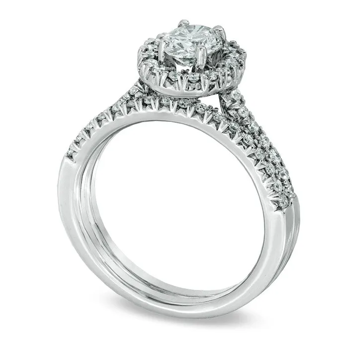 Goldia Rings 075 CT TW Oval Natural Diamond Frame Bridal Engagement Ring Set in Solid 14K White Gold Goldia Rings 075 CT TW Oval Natural Diamond Frame Bridal Engagement Ring Set in Solid 14K White Gold