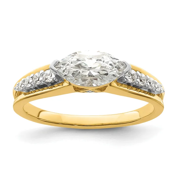Goldia Rings 075ct CZ Solid Real 14k Twotone East West 34ct Marquise Eng Dia Ring Goldia Rings 075ct CZ Solid Real 14k Twotone East West 34ct Marquise Eng Dia Ring