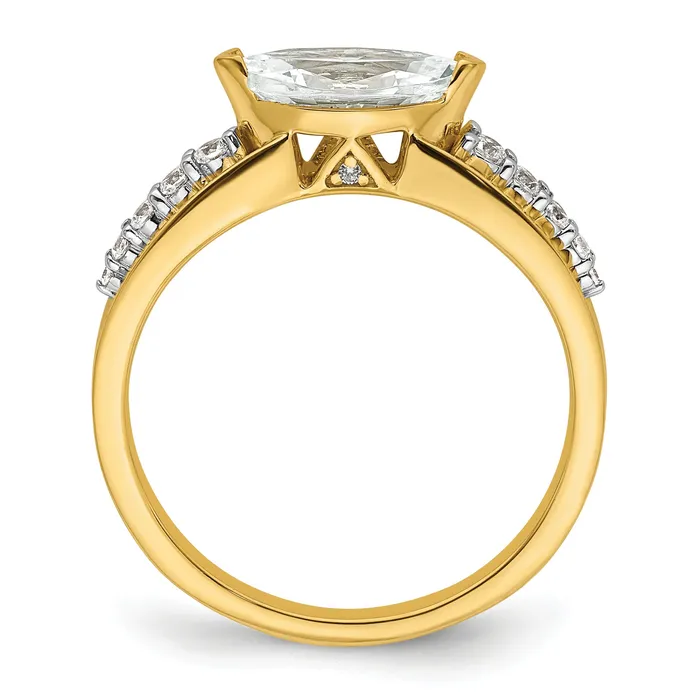 Goldia Rings 075ct CZ Solid Real 14k Twotone East West 34ct Marquise Eng Dia Ring