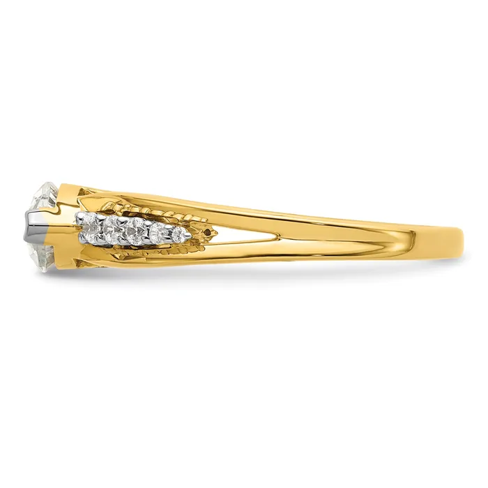 Goldia Rings 075ct CZ Solid Real 14k Twotone East West 34ct Marquise Eng Dia Ring