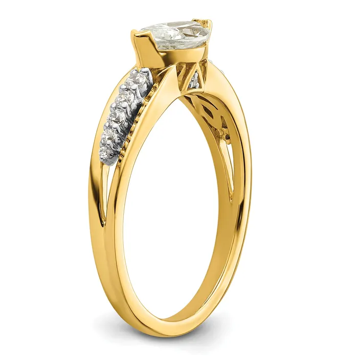 Goldia Rings 075ct CZ Solid Real 14k Twotone East West 34ct Marquise Eng Dia Ring