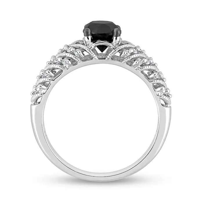 Goldia Rings 088 CT TW Black Enhanced and White Natural Diamond Chevron Engagement Ring in Solid 14K White Gold Goldia Rings 088 CT TW Black Enhanced and White Natural Diamond Chevron Engagement Ring in Solid 14K White Gold