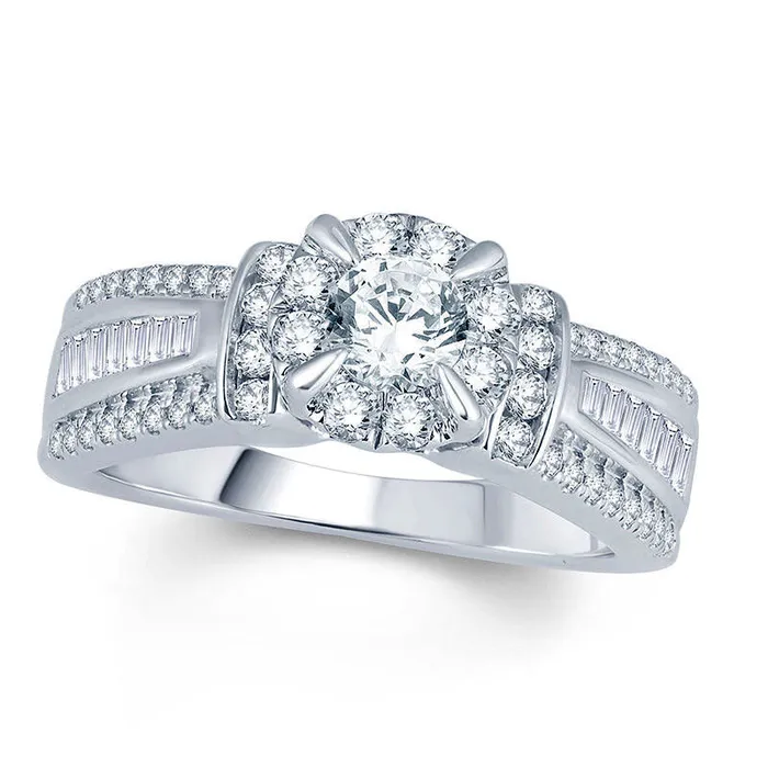 Goldia Rings 10 CT TW Natural Diamond Frame Collar Engagement Ring in Solid 10K White Gold Goldia Rings 10 CT TW Natural Diamond Frame Collar Engagement Ring in Solid 10K White Gold