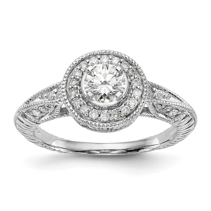 Goldia Rings 100ct CZ Solid Real 14K White Gold Round Halo Engagement Ring Goldia Rings 100ct CZ Solid Real 14K White Gold Round Halo Engagement Ring