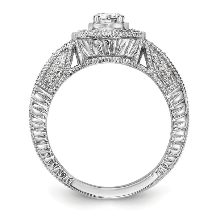 Goldia Rings 100ct CZ Solid Real 14K White Gold Round Halo Engagement Ring