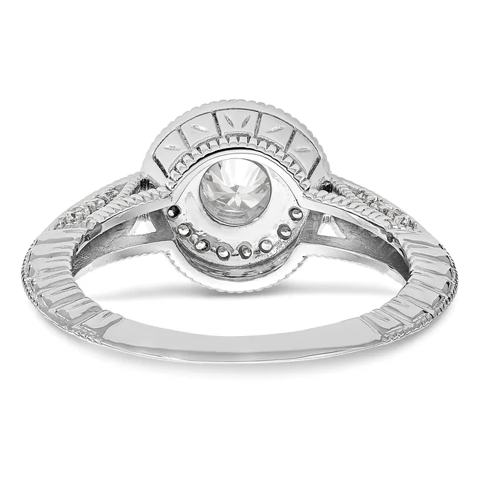 Goldia Rings 100ct CZ Solid Real 14K White Gold Round Halo Engagement Ring